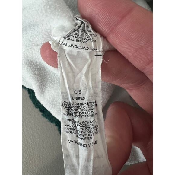 Columbia Knit Winter Hat, Green Blue White Stripe with Pom Pom, One Size - Picture 2 of 3